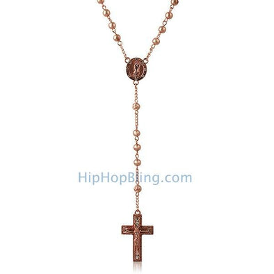 Hip Hop Rosary Necklace Rose