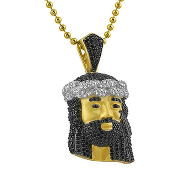 CZ Gold .925 Sterling Silver Detailed Mini Jesus Pendant