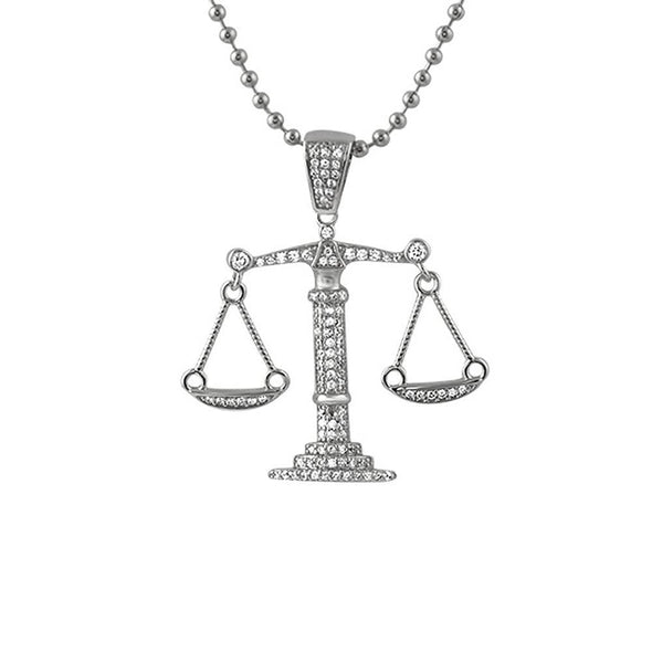 Balance Scale Rhodium CZ Pendant