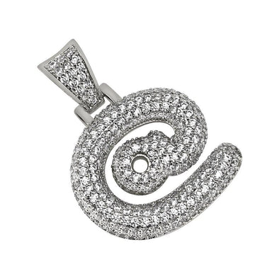 At Internet Symbol Rhodium CZ Bling Bling Pendant