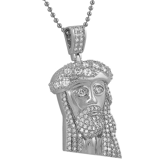 CZ Mini Jesus Pendant with Big Stone Crown