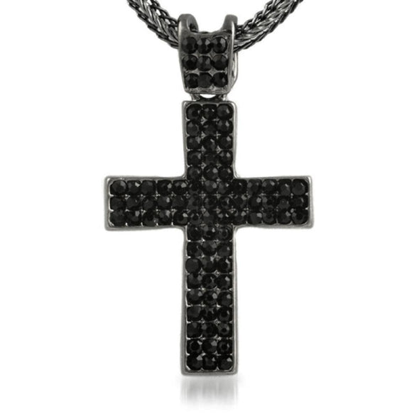 Black Concave Cross  Chain Small