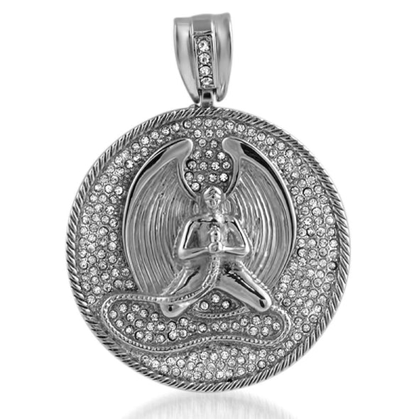 Angel Rhodium Medallion
