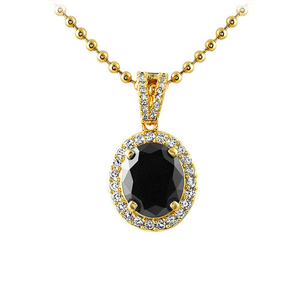 Oval Cut Gem Lab Made Black Diamond CZ Pendant