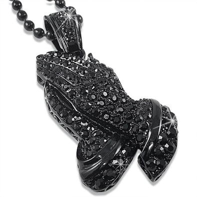 Praying Hands Black Pendant Chain