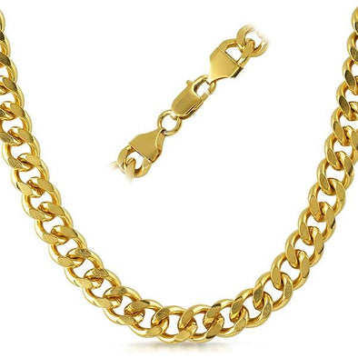 Cuban IP Gold Stainless Steel Chain Necklace 10MM