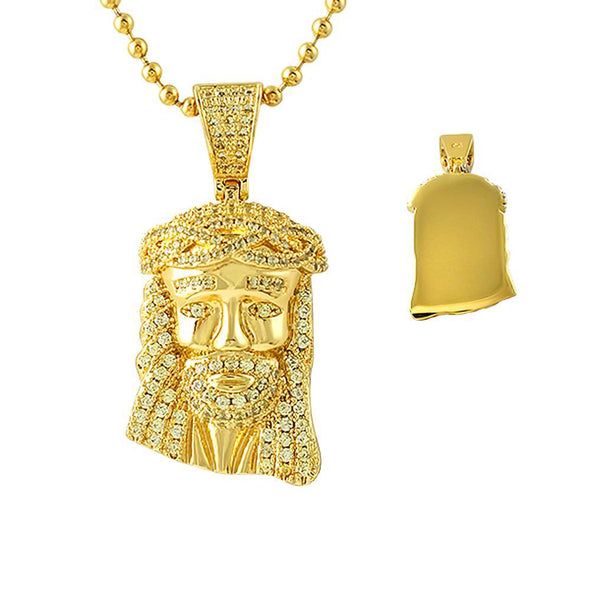 CZ Canary Gold Gold Micro Jesus Pendant