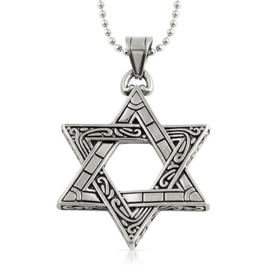 Jewish Star of David Fancy Pendant Stainless Steel