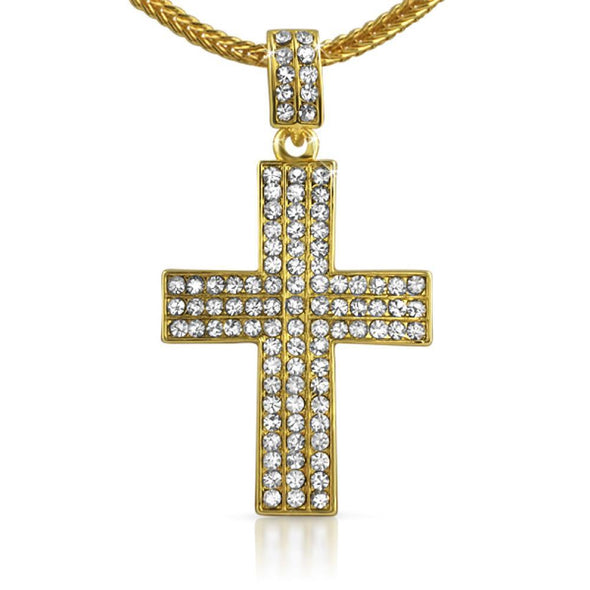 Triple Gold Cross  Chain Small