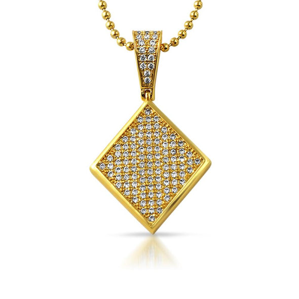 Poker Diamond CZ Gold Pendant