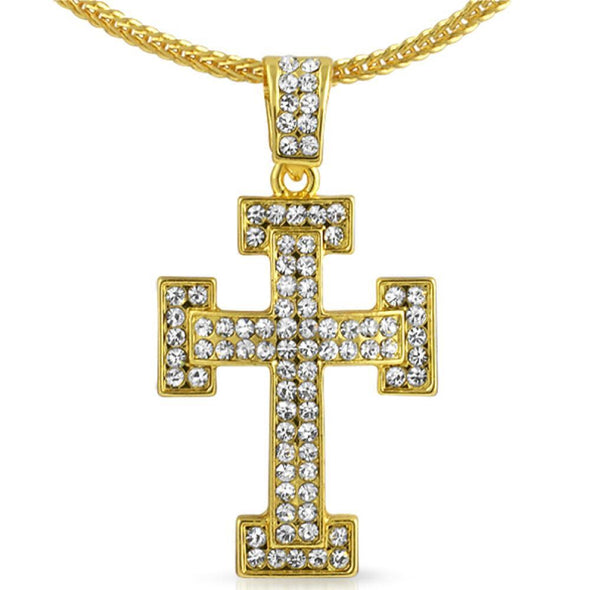 Gold Block Cross  Chain Small