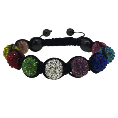 Multi Color 10MM Black Rope Disco Ball Bracelet