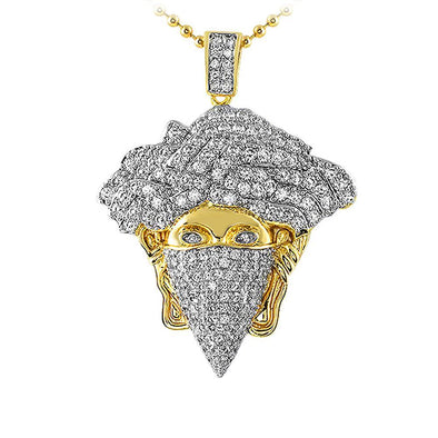 Mask Medusa Gold CZ Pendant