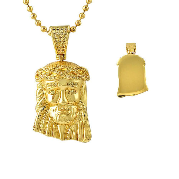 Gold Micro Jesus Canary CZ Crown Pendant