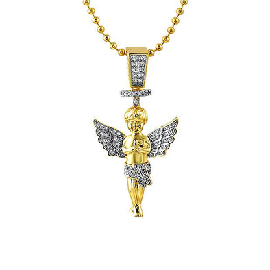 Gold Halo Angel Mini CZ Pendant