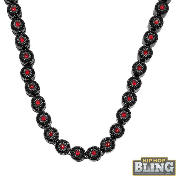 Super Icey Cluster Chain Red Black Stones