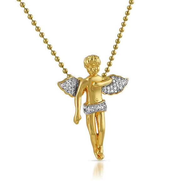Amazing Mini Cherub Angel CZ Gold Pendant
