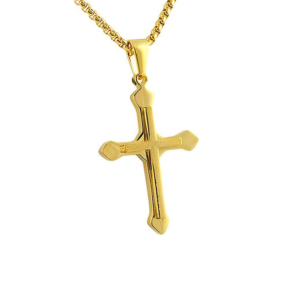 Spear Head Cross Pendant Gold Stainless Steel