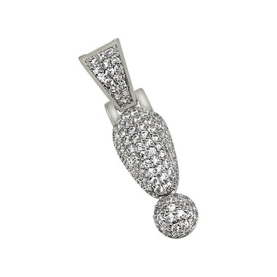 ! Exclamation Point Symbol Rhodium CZ Bling Bling Pendant