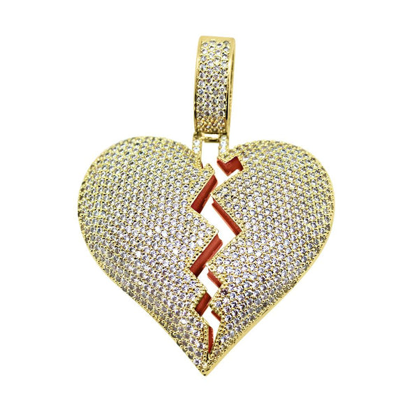 Heart Breaker Gold CZ Bling Bling Pendant