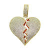 .925 Silver Heart Breaker Gold CZ Bling Bling Pendant