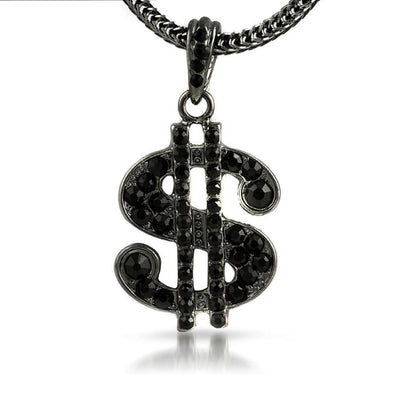 Black Dollar Sign Hip Hop Pendant  Chain Small