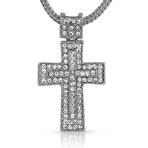 Rhodium Mega Cross  Chain Small