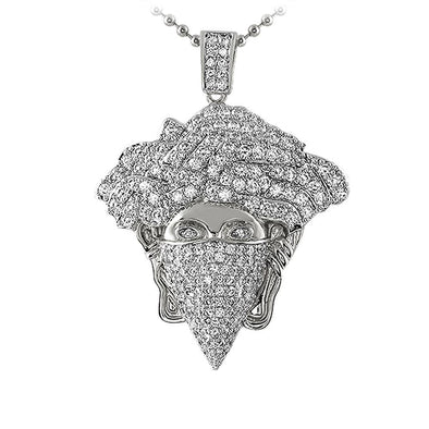 Masked Medusa Rhodium CZ Pendant