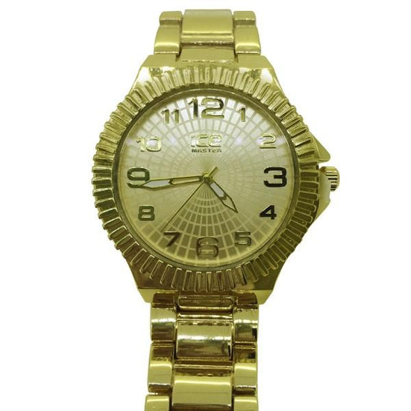 Flutted Bezel Gold Heavy Metal Watch