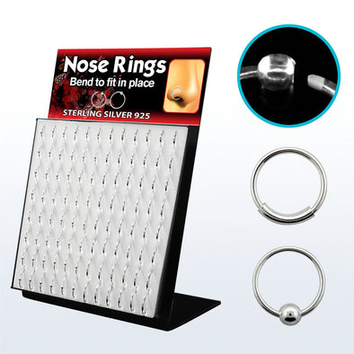 96pc .925 Sterling Silver Nose Hoops - Body Jewelry
