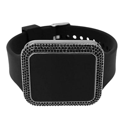 Bling Bling All Black Rectangle LED Touch Screen Watch