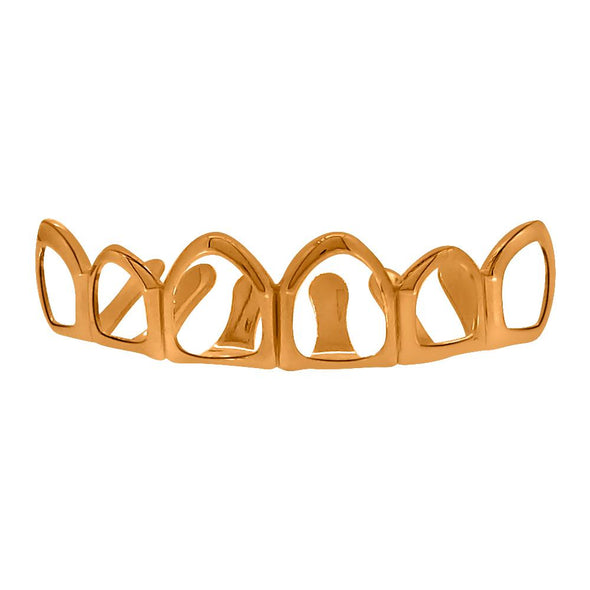 Rose Gold Grillz 6 Outline Teeth Top