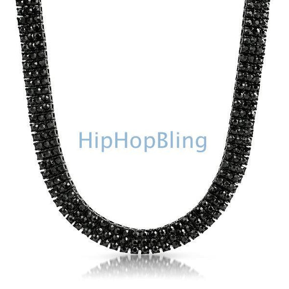 3 Row Everything Black Bling Bling Stone Chain