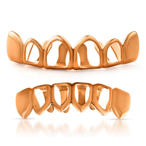 Rose Gold 4 Open Tooth Grillz Set