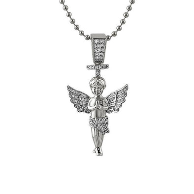 Halo Angel CZ Mini Pendant Rhodium