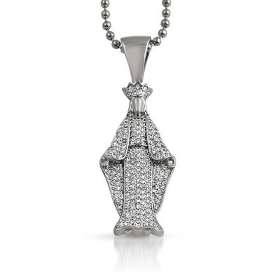 Crowned Angel CZ Pendant Rhodium