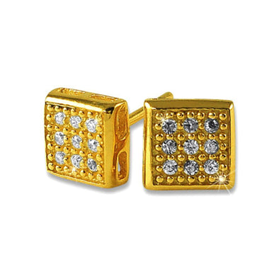 Small Box CZ Vermeil Earrings .925 Silver