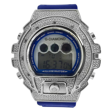 Digital Genuine .10ct Diamond Watch Blue Band