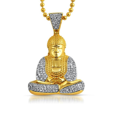 CZ Sitting Buddha Gold Micro Pave Pendant