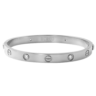 Classic CZ  Button Bangle with Screwdriver