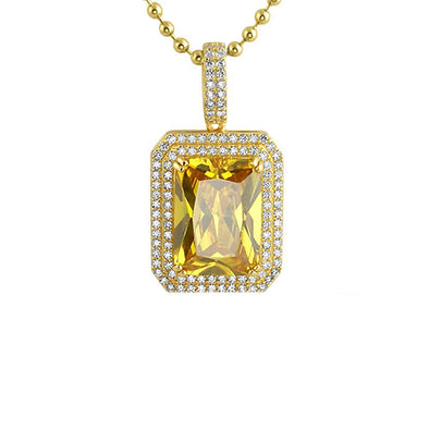 .925 Silver Double CZ Canary Gem Pendant