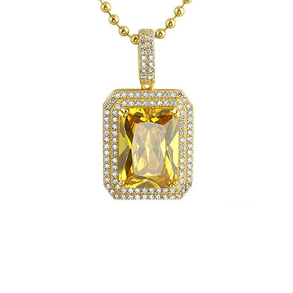 .925 Silver Double CZ Canary Gem Pendant