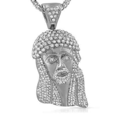 3D Big Crown Hip Hop Jesus Piece Rhodium