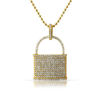 Pad Lock CZ Gold Pendant