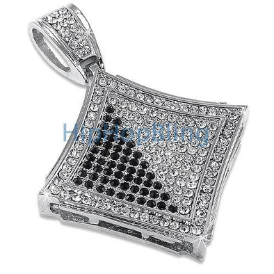 Black & White Diagonal Kite Rhodium Pendant