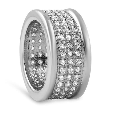 360 Micro Pave CZ Stainless Steel Ring