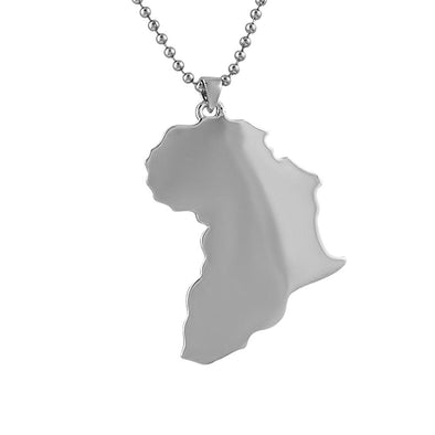 Africa Polished Rhodium Pendant