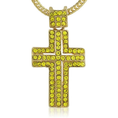 Lemonade Iced Out Cross  Chain Small
