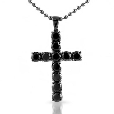 4mm Black CZ Diamond Cross