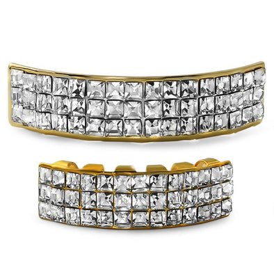 Princess Cut Gold Grillz Set